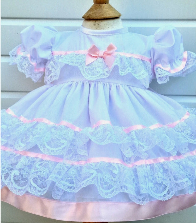 Olivia baby girl lace ribbon layers traditional frilly dress 9 colours