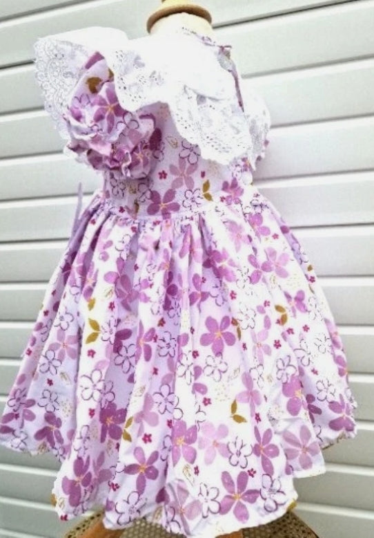 SALE 3-4 years traditional collar lilac vintage floral dress