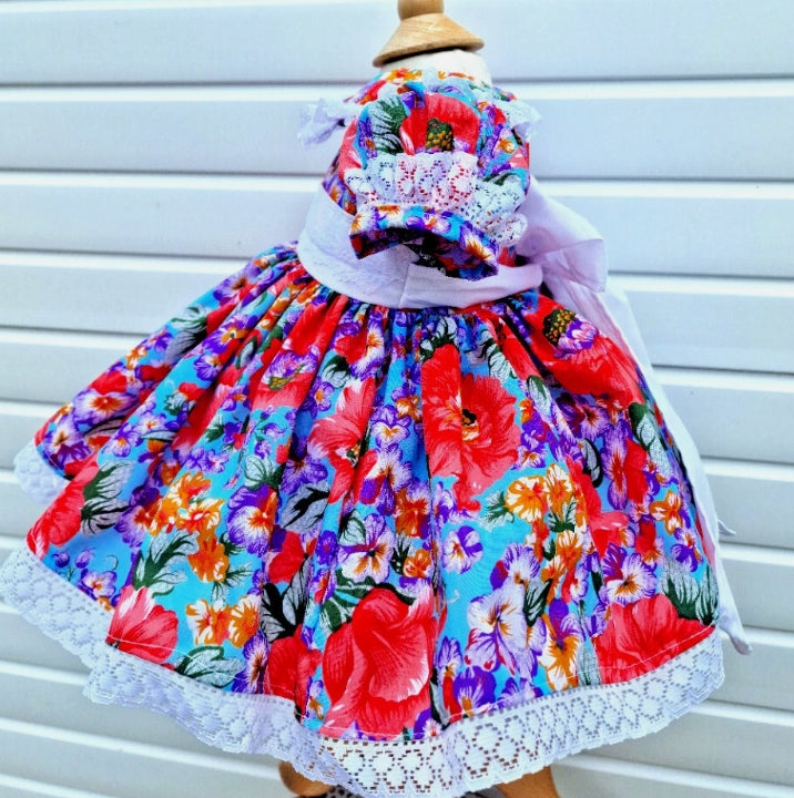 SALE 18-24 months baby girls multi large Floral collar Lined twirly dress