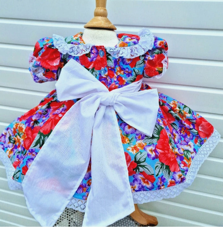 SALE 18-24 months baby girls multi large Floral collar Lined twirly dress