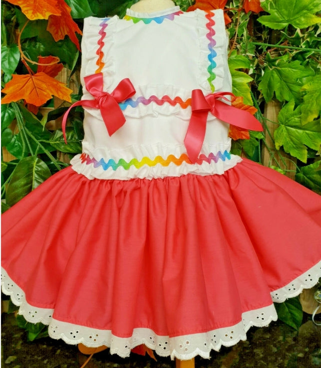 SALE 2-6 years BABY GIRLS FUCHSIA UNICORN RAINBOW RUFFLES LINED DRESS