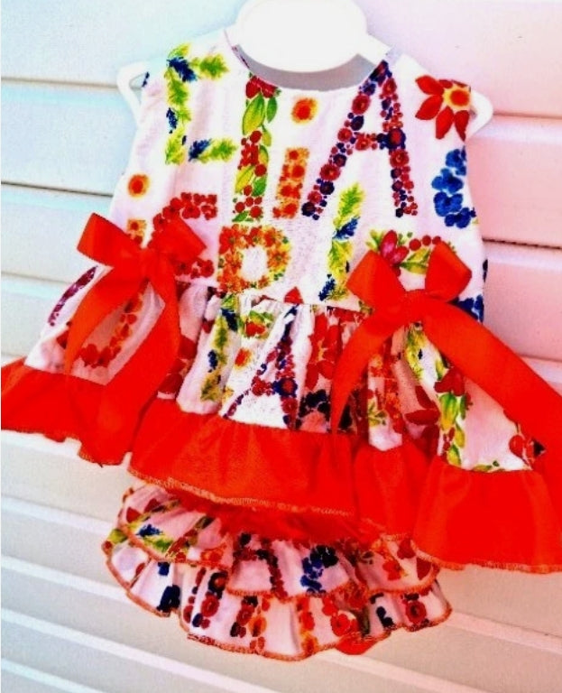 SALE 0-3 years BABY GIRLS MULTI FLORAL ABC ORANGE SUMMER TOP AND PANTS