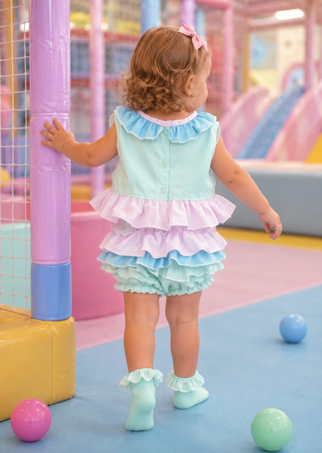 Ruby pastels summer top and frilly bloomers set 0-10 years