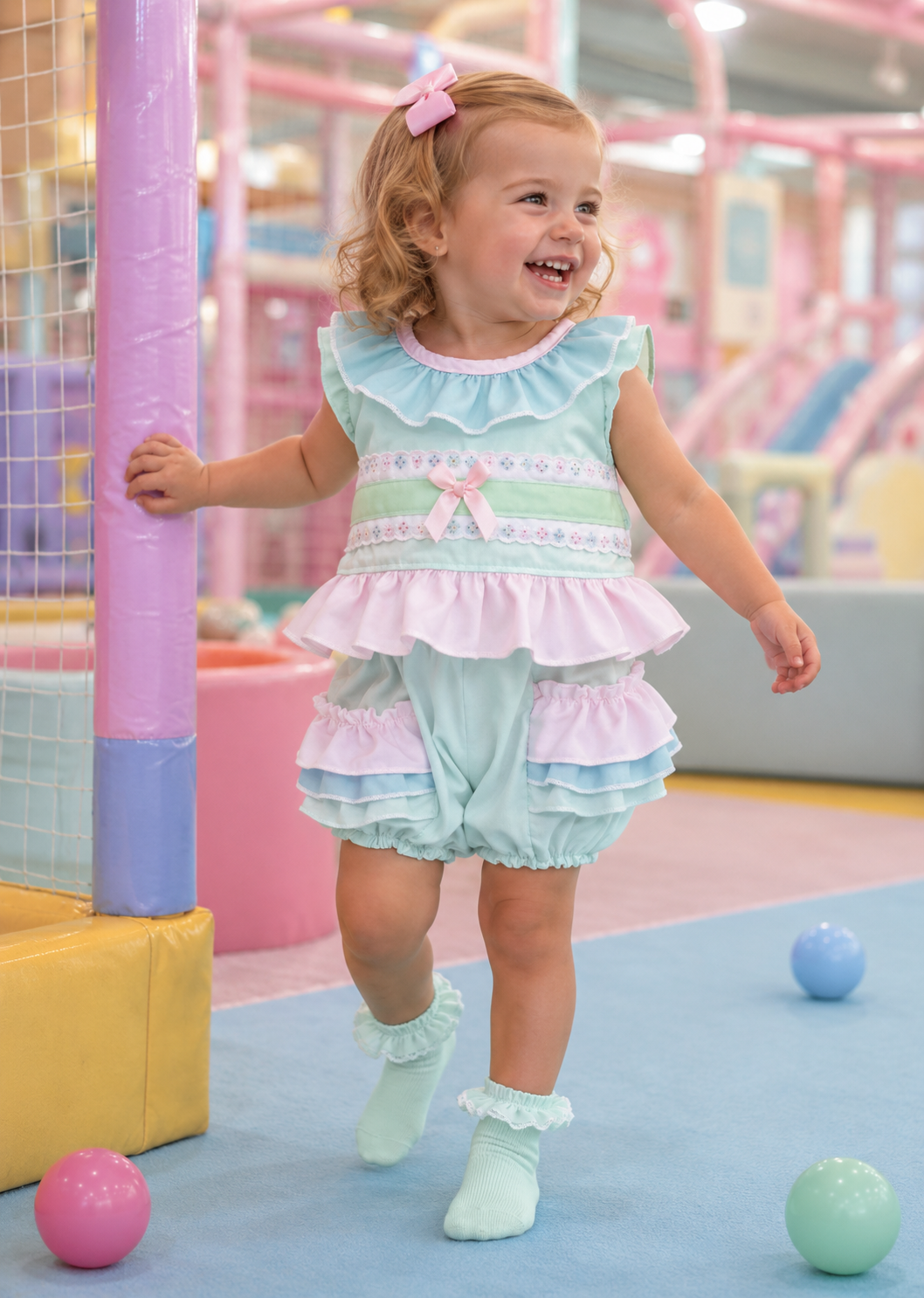 Ruby pastels summer top and frilly bloomers set 0-10 years