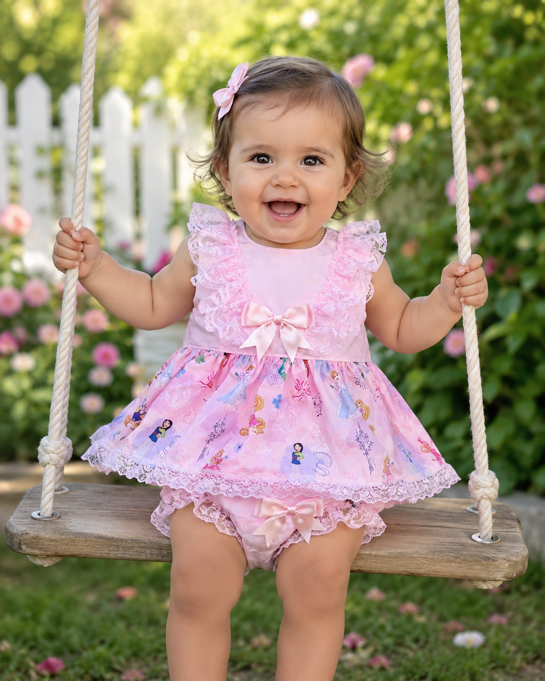 SALE 0-8 YEARS baby girls Spanish pink Disney princess frilled top and knickers