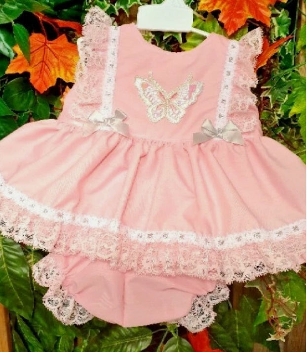 SALE 3-4 years BUTTERFLY PINK SILVER WHITE SPRING SUMMER TOP AND PANTS