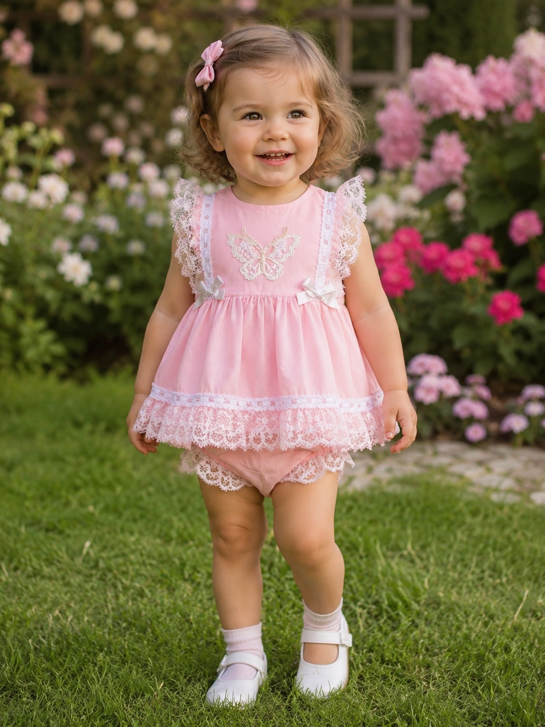 SALE 3-4 years BUTTERFLY PINK SILVER WHITE SPRING SUMMER TOP AND PANTS