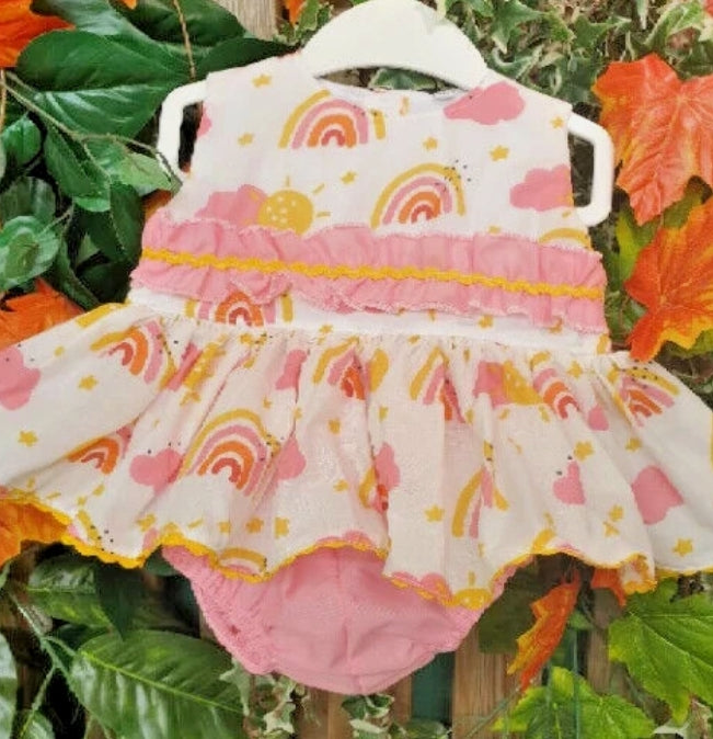 SALE 0-4 years BABY GIRLS SUMMER MULTI Rainbows top and knickers set