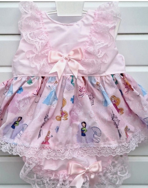 SALE 0-8 YEARS baby girls Spanish pink Disney princess frilled top and knickers
