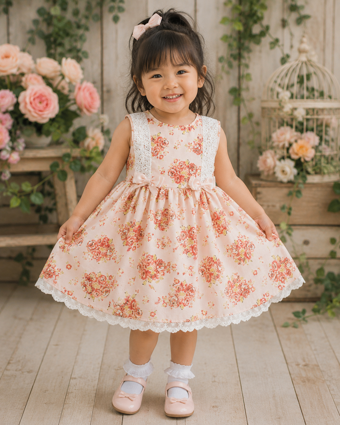 SALE 2-3 years girls sleeveless pink multi floral lined dress