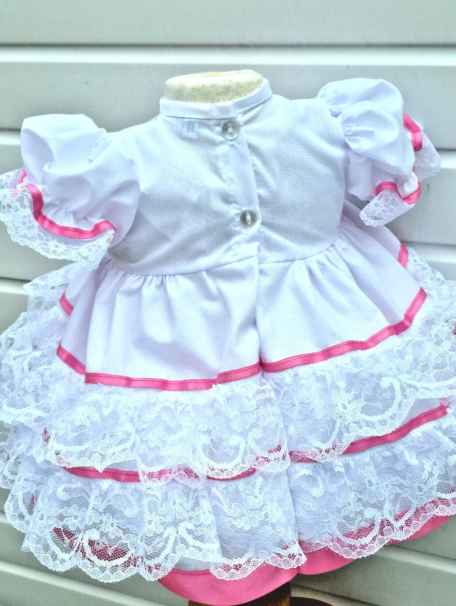 DREAM 0-5 years  baby girls lace and ribbon layers traditional frilly netted dress