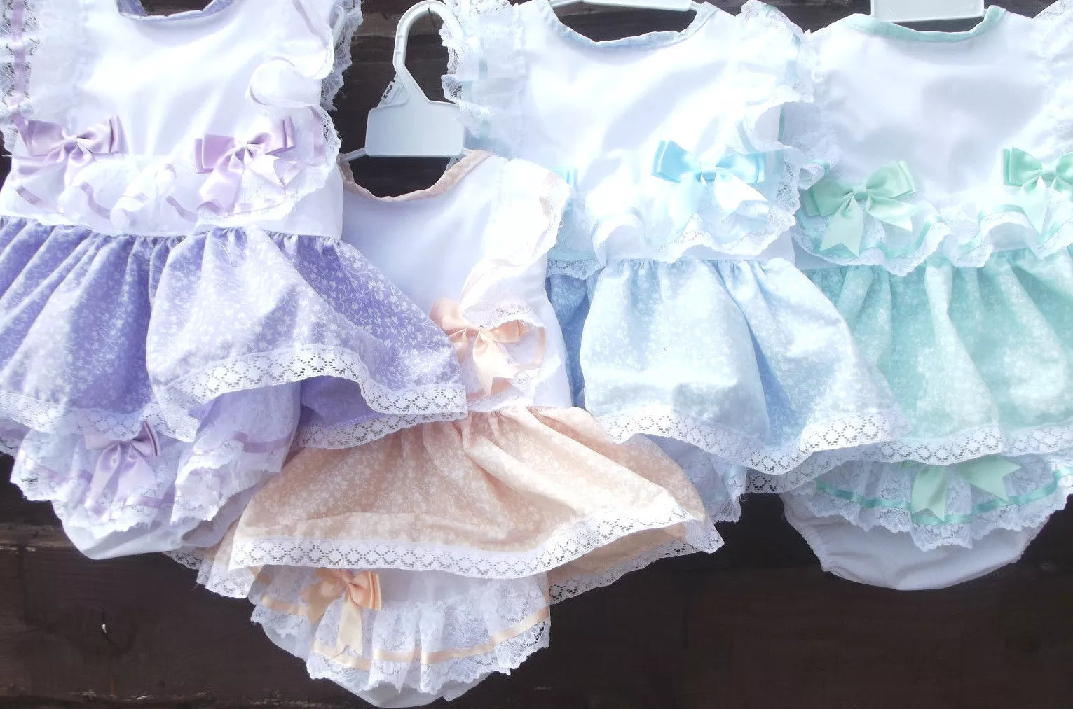 DREAM 0-5 YEARS BABY SUMMER BOWS TOP  KNICKERS ROMPER mint sky blue REBORN DOLLS