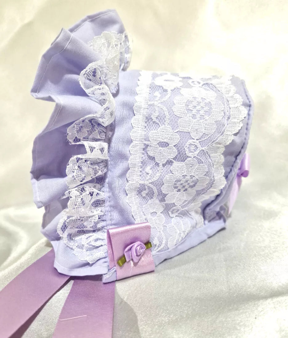 DREAM BABY GIRLS 0- 5 YEARS summer Romany cotton lace and roses frill bonnet hat