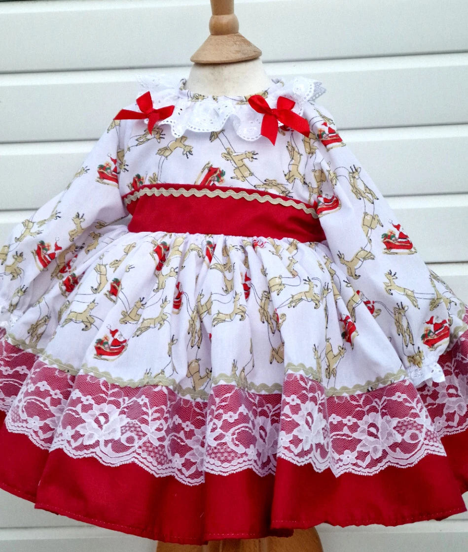 DREAM 0-8 years BABY GIRLS xmas reindeers santa traditional romany netted dress