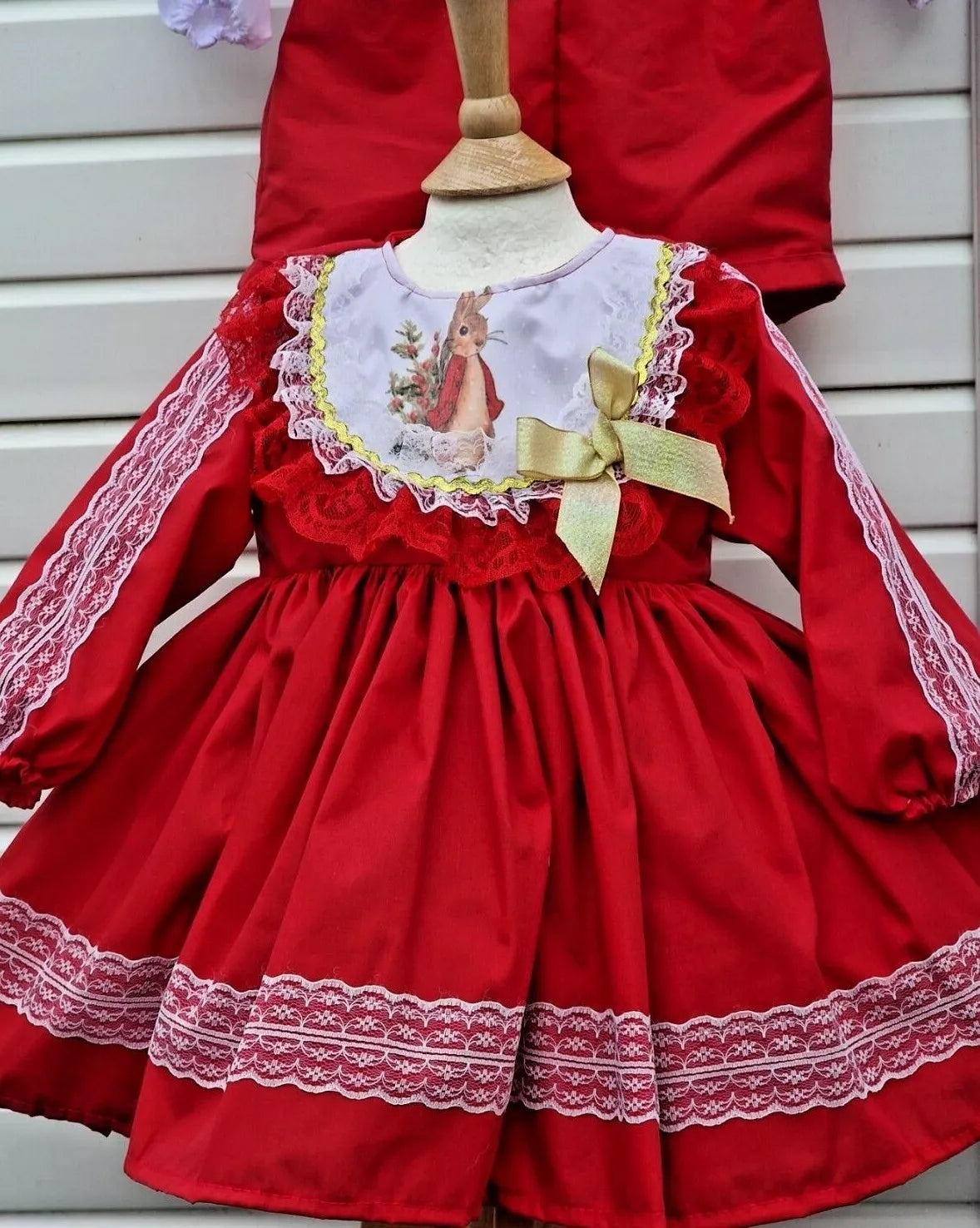 DREAM 0-8 years BABY GIRLS Red gold Peter Rabbit traditional romany twirly dress