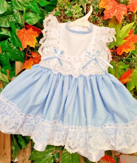 DREAM 0-8 years BABY GIRLS  blue hearts lined frilly puffball  dress