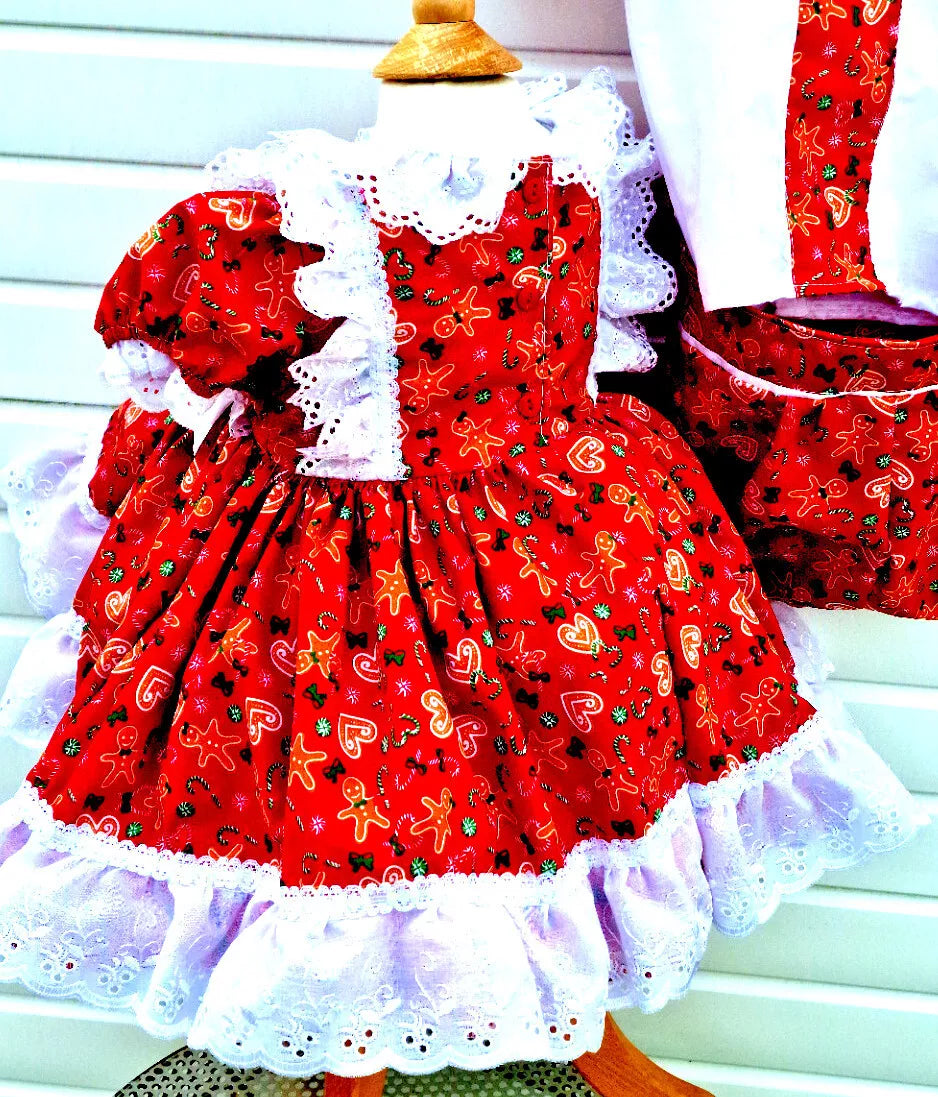 DREAM 0-8 years BABY GIRls gingerbread xmas cane traditional romany twirly dress