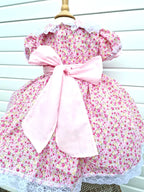 Dream 0-8 years baby girls Pinks Tiny Floral Lined twirly lined dress  tie belt