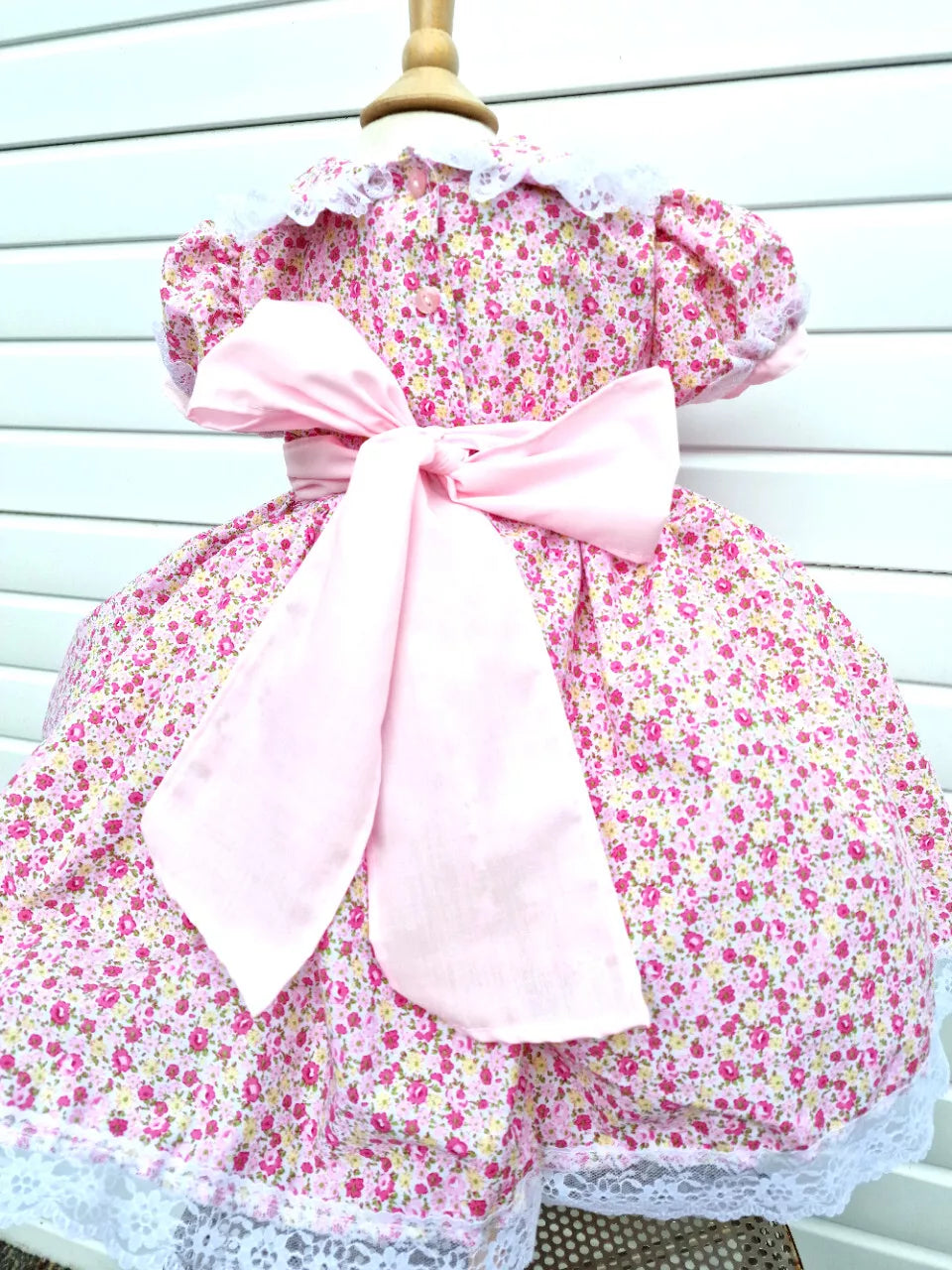Dream 0-8 years baby girls Pinks Tiny Floral Lined twirly lined dress  tie belt