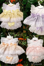 DREAM 0-5 YEARS BABY SUMMER BOWS TOP AND  KNICKERS SET 6 COLOURS OR REBORN DOLLS