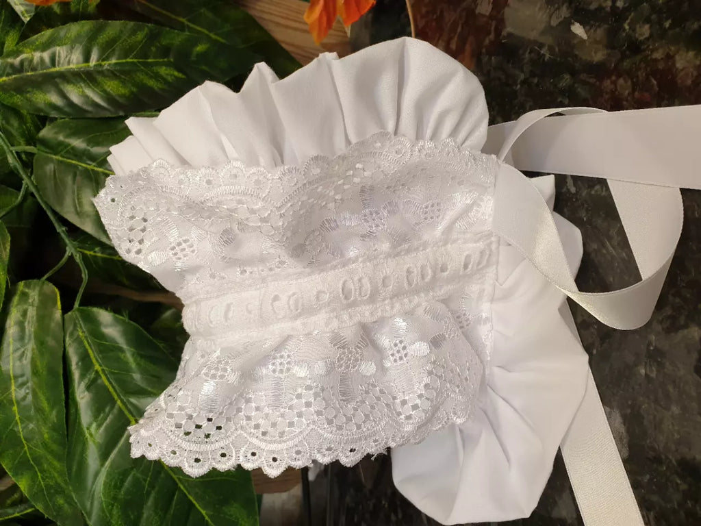 DREAM 0-3 year baby girl frilly traditional lined broderie summer lined bonnet