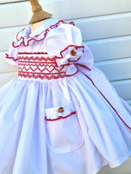 Dream baby girls 0-8 years red hearts  smocked embroidered traditional dress