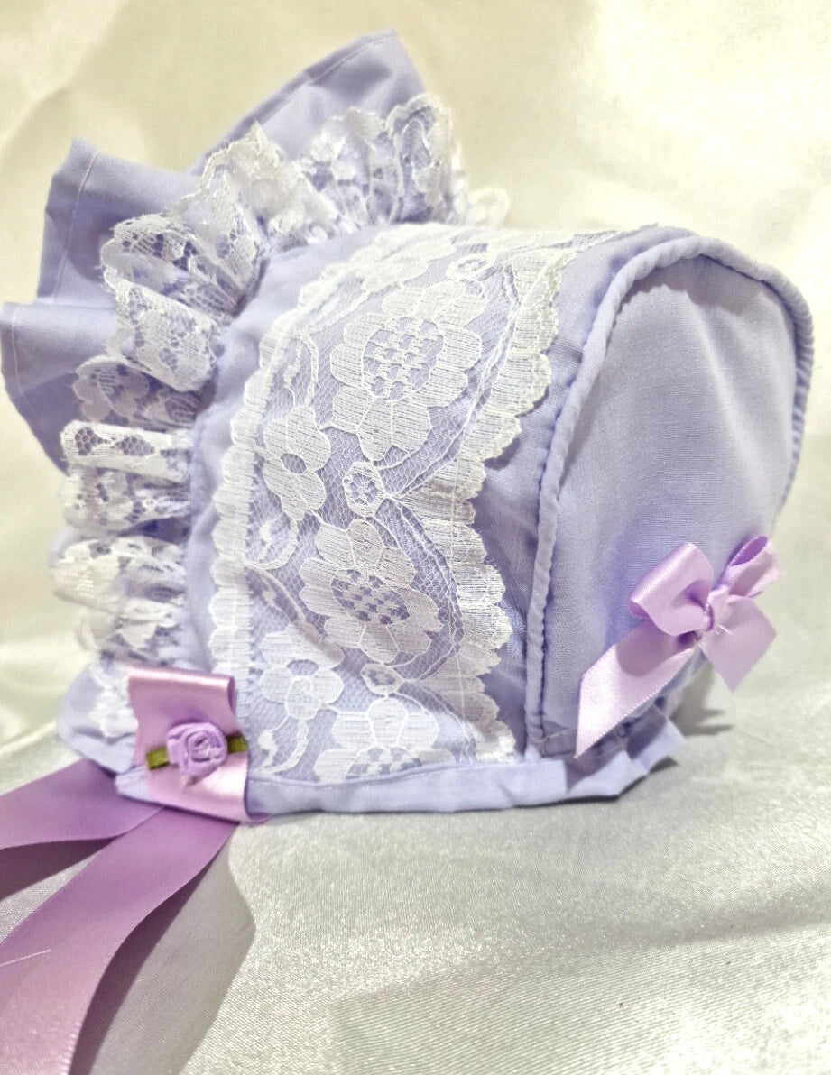 DREAM BABY GIRLS 0- 5 YEARS summer Romany cotton lace and roses frill bonnet hat