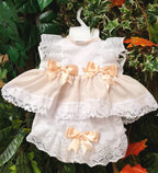 DREAM 0-5 YEARS BABY SUMMER BOWS TOP AND  KNICKERS SET 6 COLOURS OR REBORN DOLLS