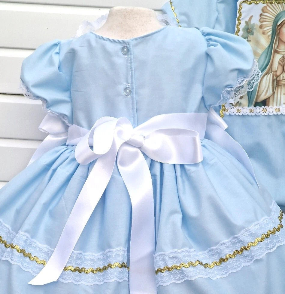 Dream baby girls 0-8 years Our Lady  holy day traditional puffball frilly dress