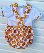 DREAM 0-6 years BABY BOYS PUMPKINS  traditional romany shirt and romper  set