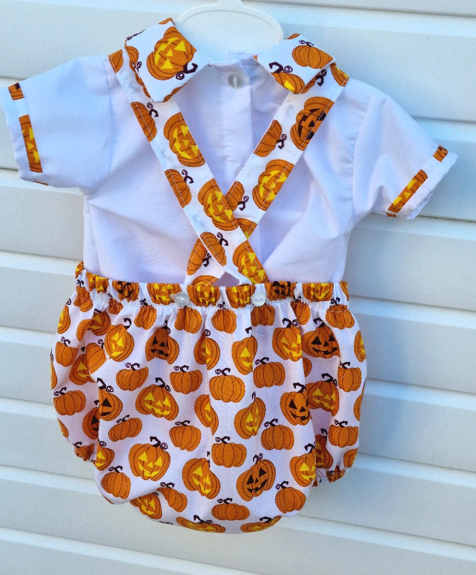 DREAM 0-6 years BABY BOYS PUMPKINS  traditional romany shirt and romper  set