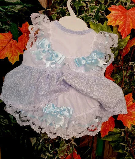 DREAM 0-5 YEARS BABY SUMMER BOWS TOP  KNICKERS ROMPER mint sky blue REBORN DOLLS