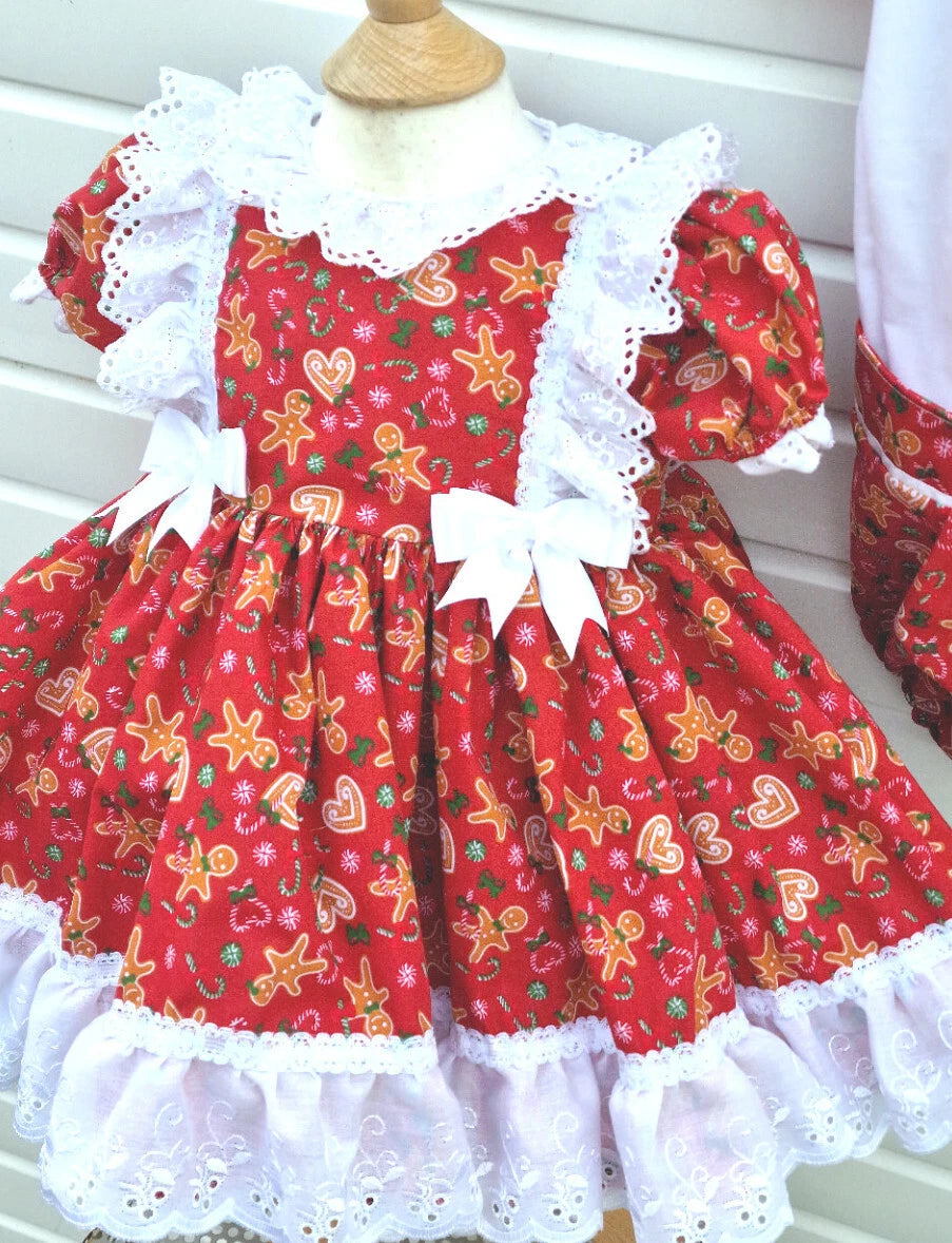 DREAM 0-8 years BABY GIRls gingerbread xmas cane traditional romany twirly dress