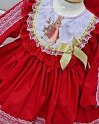 DREAM 0-8 years BABY GIRLS Red gold Peter Rabbit traditional romany twirly dress