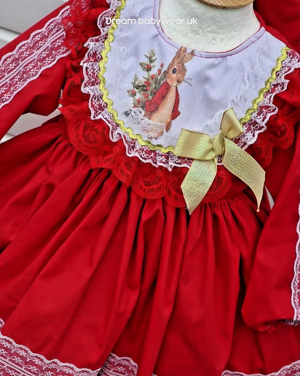 DREAM 0-8 years BABY GIRLS Red gold Peter Rabbit traditional romany twirly dress