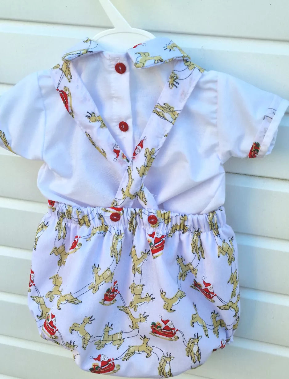 DREAM 0-6 years BABY BOYS xmas reindeer  traditional romany shirt and romper set