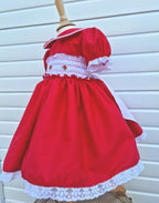 DREAM 0-8 years BABY GIRLS Red Xmas traditional Spanish  smocked lined  dress