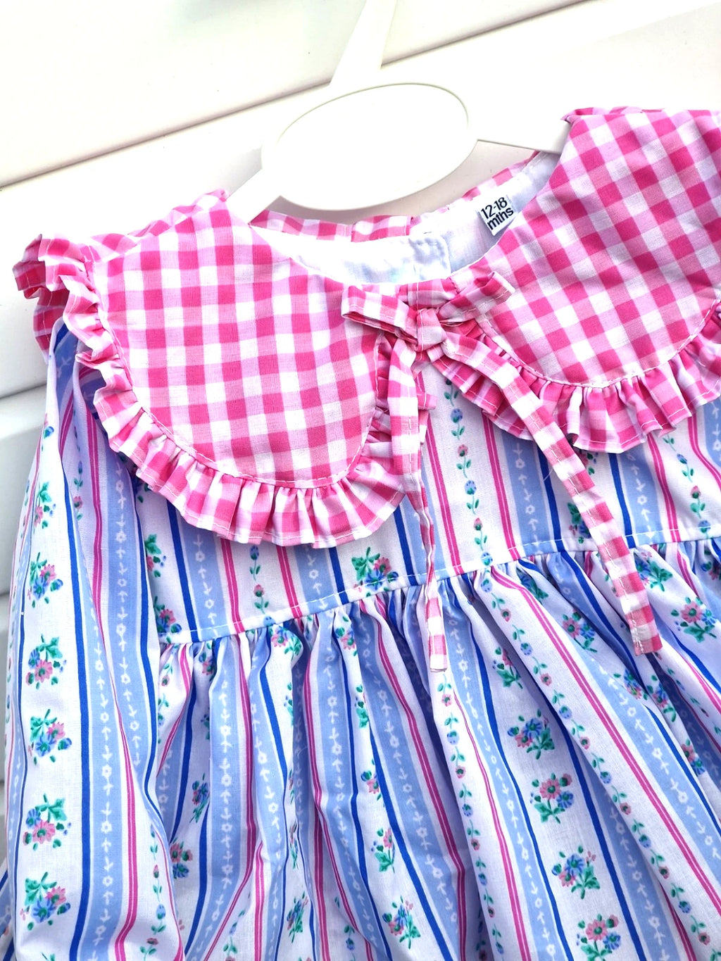 Nova  girls Romany Floral & gingham clash  long top &  knickers  2 piece set