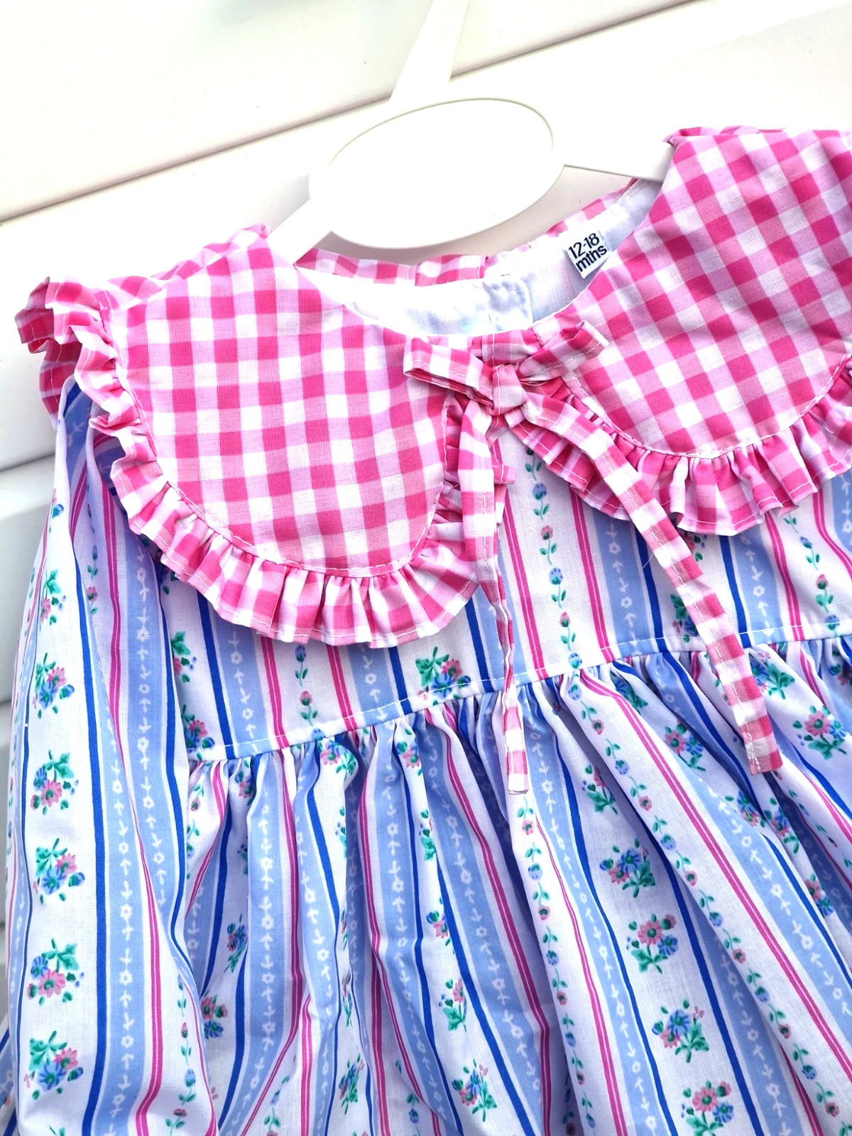 Nova  girls Romany Floral & gingham clash  long top &  knickers  2 piece set