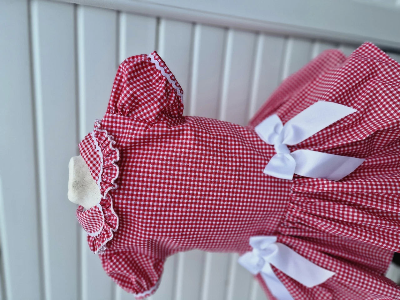 DREAM 0-8 years GIRLS  gingham school uniform drop waist lined dress 6 colours