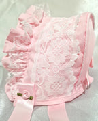 DREAM BABY GIRLS 0- 5 YEARS summer Romany cotton lace and roses frill bonnet hat