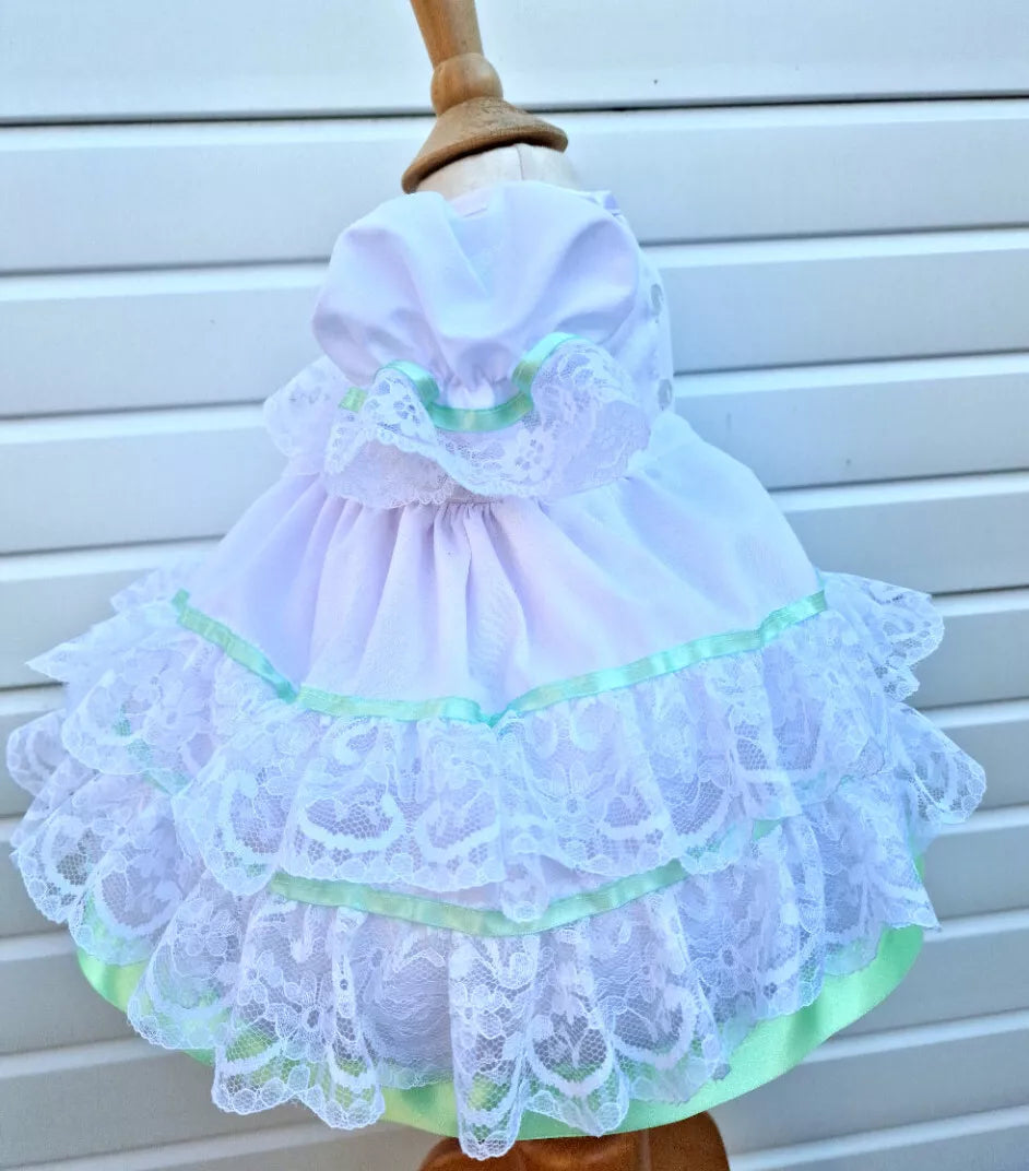 DREAM 0-5 years  baby girls lace and ribbon layers traditional frilly netted dress