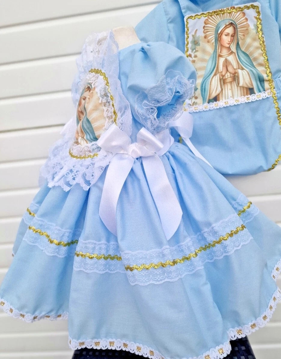 Dream baby girls 0-8 years Our Lady  holy day traditional puffball frilly dress