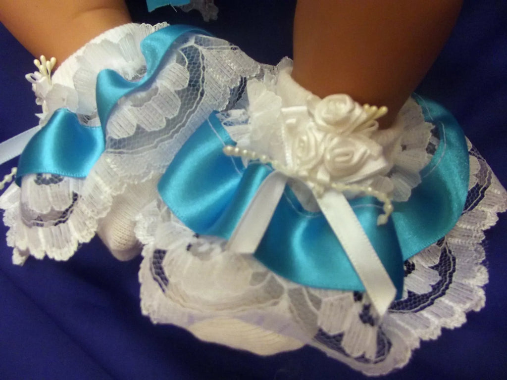 DREAM GIRLS ROMANY RIBBON  ROSES COLOURS FRILLY SOCKS ALL SIZES OR REBORN DOLLS