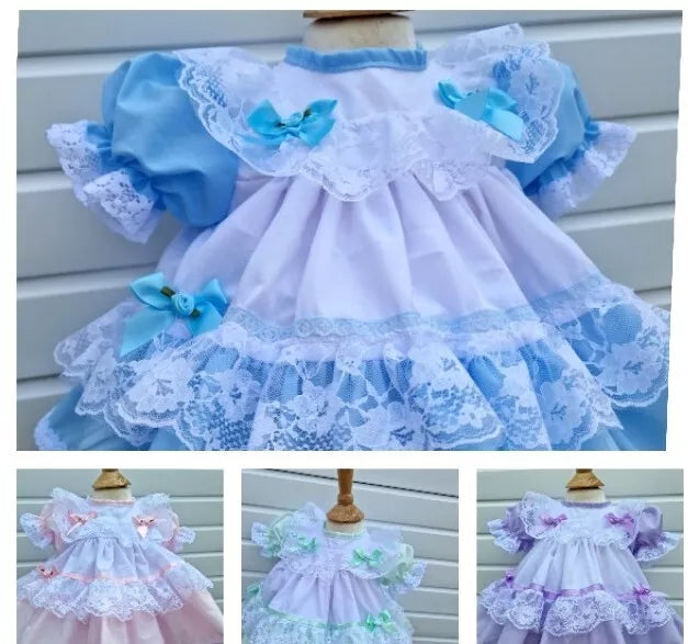 DREAM 0-8 YEARS baby girls vintage traditional frilly netted  dress 8 colours