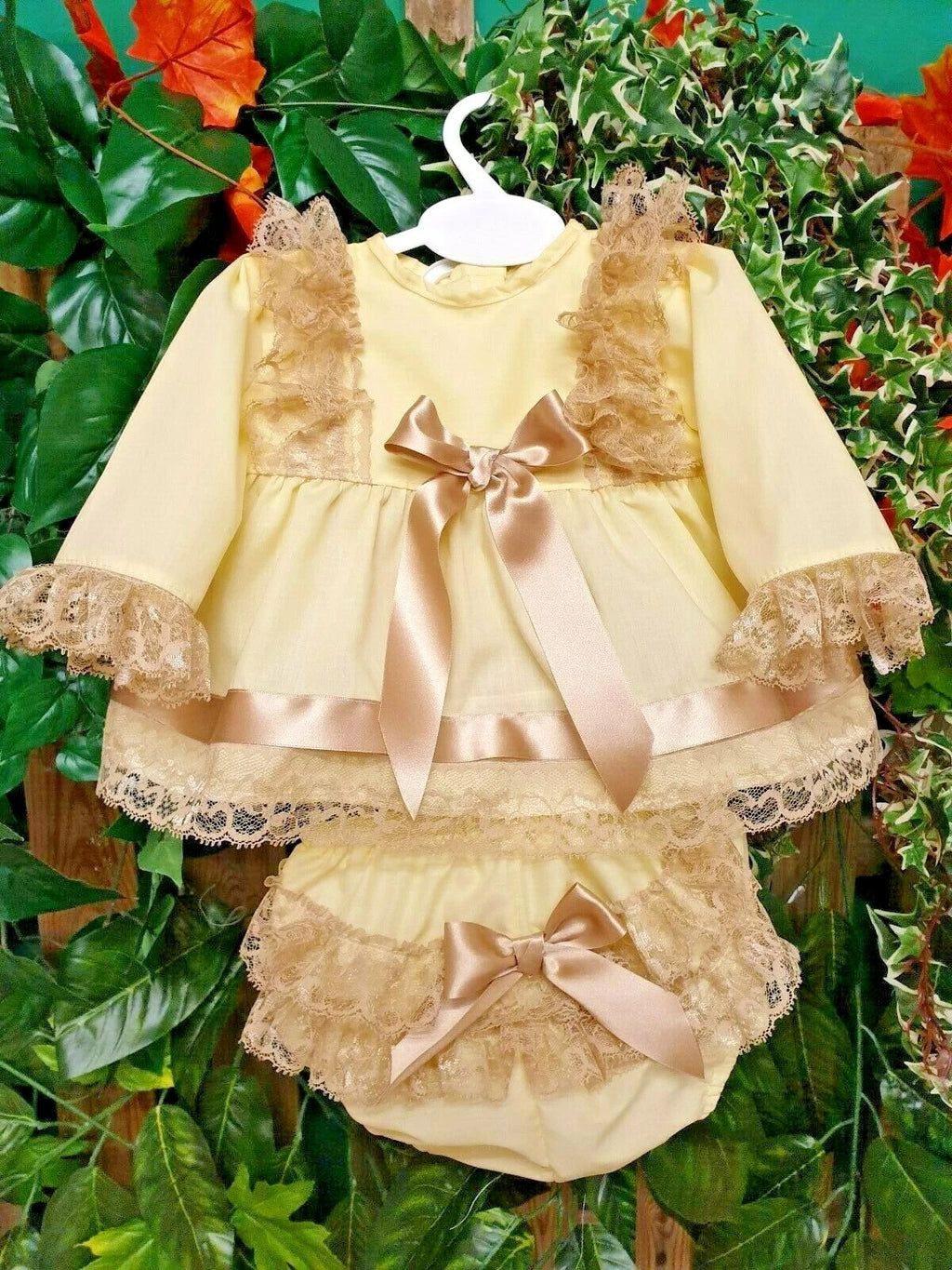 DREAM 0-5 YEARS BABY GIRLs SPANISH  TOP AND FRILLY BUM PANTS DRESS SET