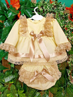 DREAM 0-5 YEARS BABY GIRLs SPANISH  TOP AND FRILLY BUM PANTS DRESS SET