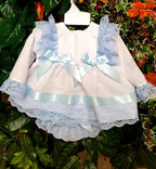 DREAM 0-5 YEARS BABY GIRLs SPANISH  TOP AND FRILLY BUM PANTS DRESS SET