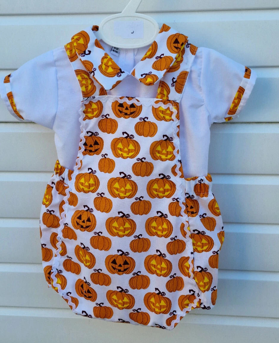 DREAM 0-6 years BABY BOYS PUMPKINS  traditional romany shirt and romper  set