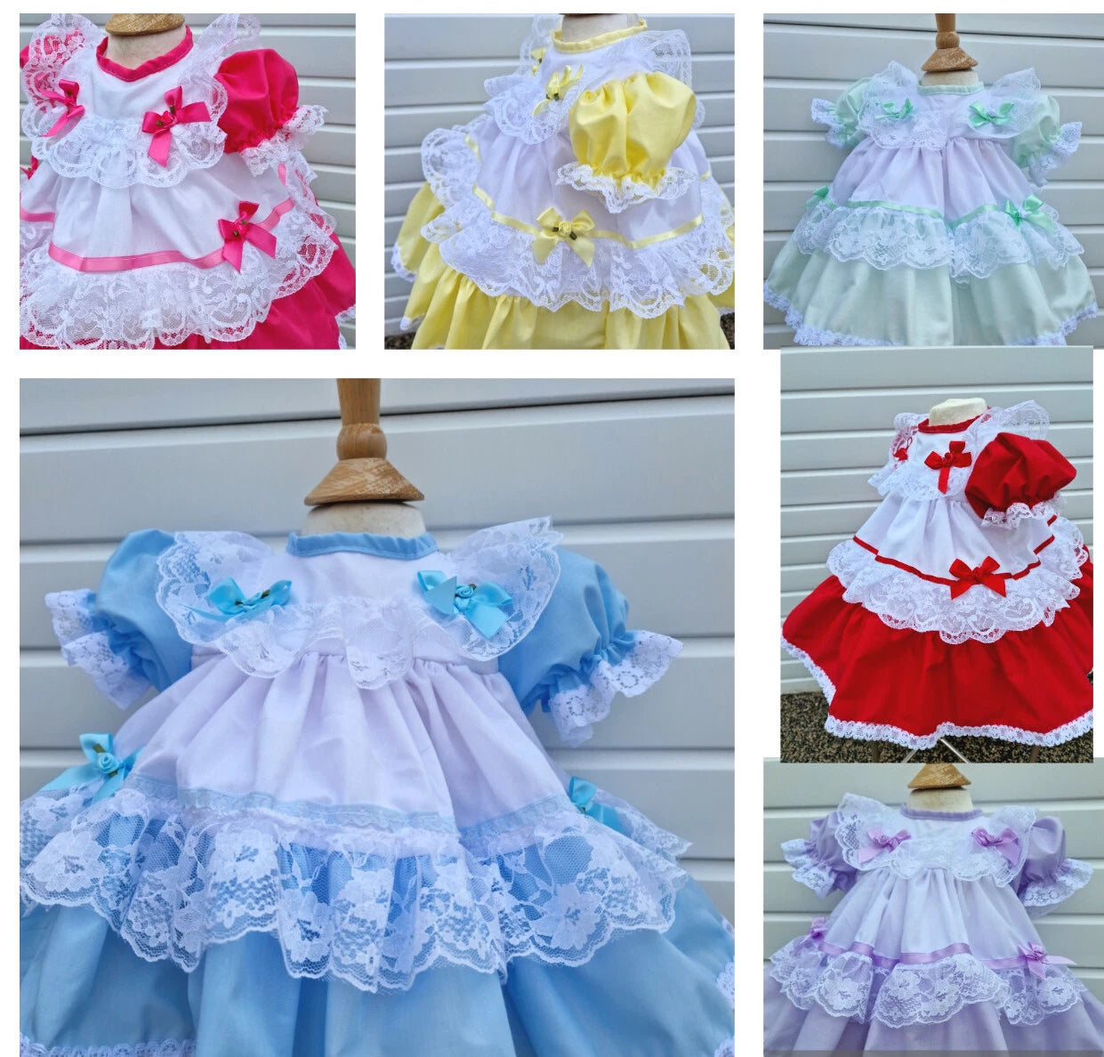 DREAM 0-8 YEARS baby girls vintage traditional frilly netted  dress 8 colours